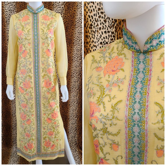 Vintage Alfred Shaheen Floral Maxi Dress | Waist 3