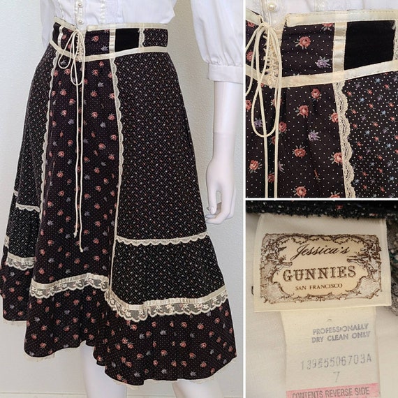 Vintage 70's Gunnie's Corset Style Lace up Skirt |