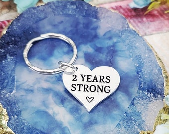 Sobriety Milestone Heart Keychain - Personalized (Custom Number) Years Strong or Sober - Inspirational Recovery Gift by ThatKindaGirl