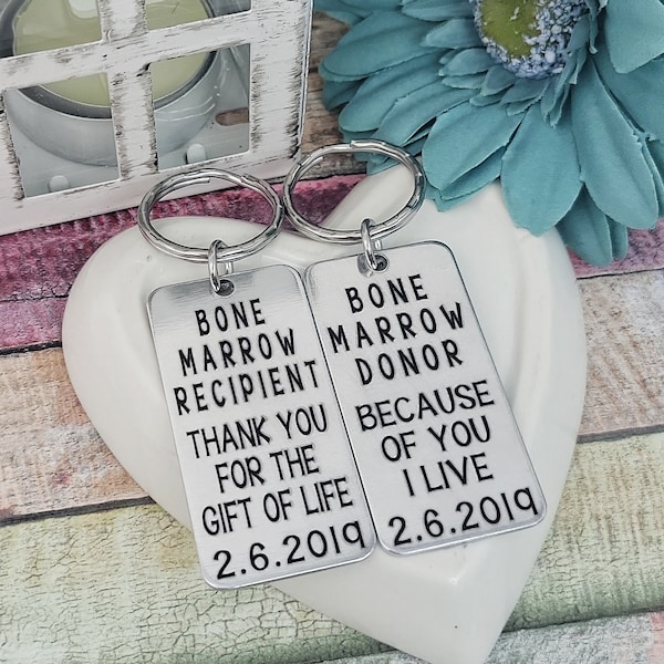 Bone Marrow Donor, Bone Marrow Recipient, Organ donor gift, transplant gift, Gift of life key ring, because of you I live, Kidney, Stem Cell