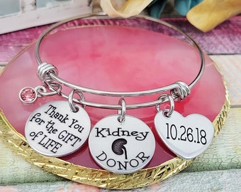 Organ Donor Jewelry, Living Donor Gift, Thank you for the gift of life, Kidney donor, Liver donor, Pancreas donor, Lung Donor Gift idea