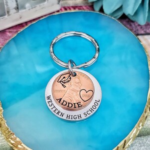 Class of 2024, Graduation gift, Penny Keychain, Engraved Graduate 2024 Penny, High School Grad Gift, College Grad Gift, Graduation Present image 3