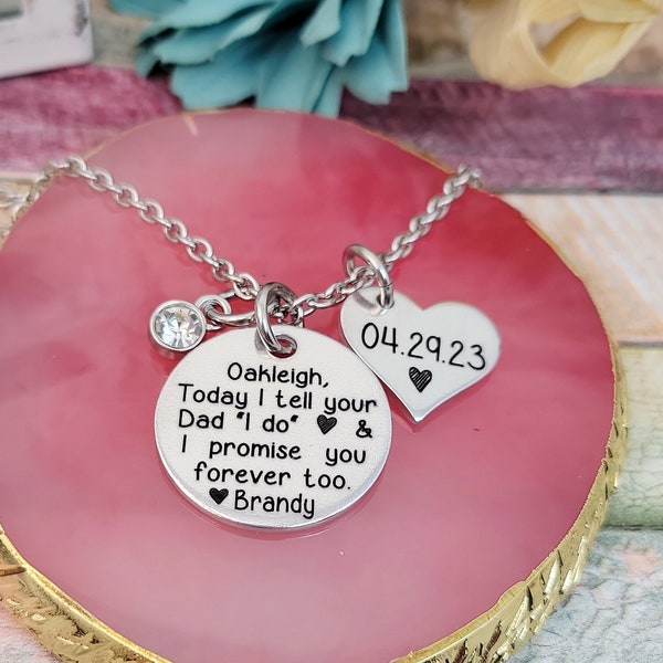 Blended Family Gift, Today I tell Your Mom I Do, Dad I do, Daughter of Bride Jewelry, Step Daughter Gift, Step dad gift to daughter, stepmom