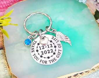 Organ Donor Keychain, Living Donor Gift, Thank you for the gift of life, Kidney donor, Liver donor, Bone Marrow donor, Because of you I live