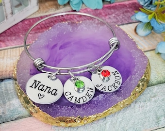 Personalized Nana Bracelet, Engraved Nana Bracelet, Nana Bangle, Nana Gift, Grandma Jewelry, Nana Jewelry, Mothers Day Gift, Gift for Mom