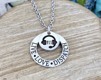 911 Dispatcher GIFT, Live Love Dispatch, Thin Gold Line, Dispatcher Jewelry, 911 Necklace, 911 Operator, Emergency Dispatcher, 911 operator