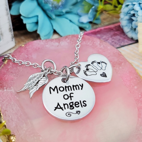 Mommy Of Twin Angels Necklace, Infant Loss, Loss of Twins, Twin memorial, Memory Keepsake, Baby Loss, Miscarry Jewelry, Sympathy necklace