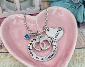 Correctional Officer, Husband Guard, My heart belongs to a Correctional Officer, Correctional Sergeant, CO Lieutenant, Guard wife Jewelry