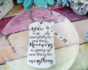 Personalized Sobriety Keychains as Powerful Mementos for Men or Women on their Sober Anniversary, Sobriety Gift, Recovery Gift