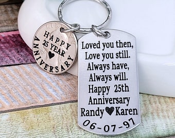 Anniversary Gift for men, Year anniversary, Gift For Husband, 25th Wedding anniversary, 25 year wedding anniversary, custom key chain