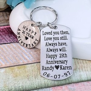 Anniversary Gift for men, Year anniversary, Gift For Husband, 25th Wedding anniversary, 25 year wedding anniversary, custom key chain