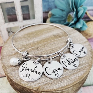 Custom Personalized Bracelet for Mom, Wife, Grandma, Christmas Gift, Birthday Gift, Nana Bracelet, Grandma Gift Jewelry, Gift for Her