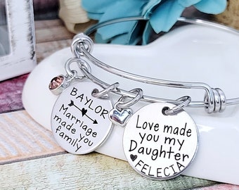 Blended Family, Daughter of Bride Jewelry, Step Daughter Gift, Daughter of groom Gift, Daughter wedding bracelet, Daughter in law gift