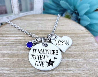 Therapist Grad Gift, BSW, MSW, lcsw, lsw, csw, lpc, ma, Encourage, Social Worker Graduation, Therapist Jewelry, Therapist Necklace