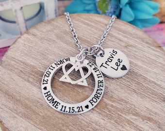 Adoption Jewelry, Born, Home, Forever, Adoptive Foster Parent, Adoption necklace, Adoption Gift, Adoption day, Personalized Mommy Necklace