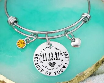 Organ Donor Gift, Living Donor Gift, Cancer awareness bracelet, Kidney donor, Liver donor, Bone Marrow donor, Heart, Cancer Healing gift