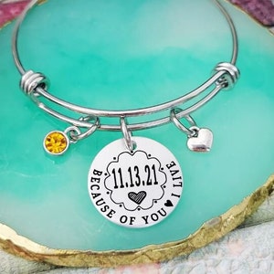 Organ Donor Gift, Living Donor Gift, Cancer awareness bracelet, Kidney donor, Liver donor, Bone Marrow donor, Heart, Cancer Healing gift