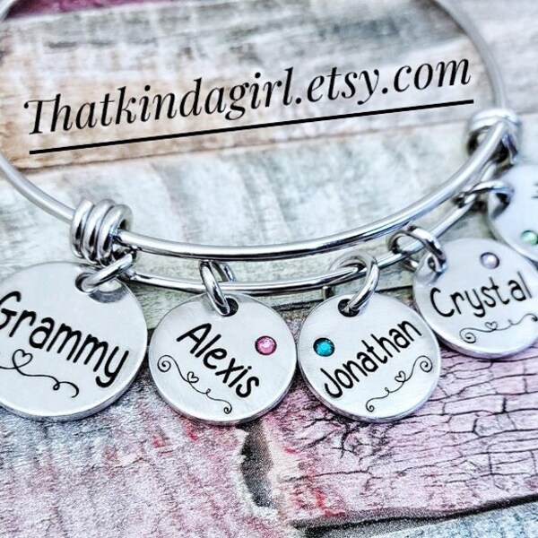 Grandma Bracelet With Grandkids Names Etsy