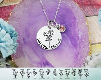 Charming Birth Month Flower Necklace, Personalized Floral Charm Jewelry, Birthday Flower Gift, Month Flower Pendant, Mother's Day Gift