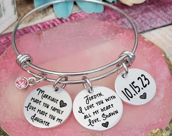 Gift for stepdaughter, Blended Family Gift, Custom Bracelet, Adoption Gift, New Step Daughter Gift, Adoptive Foster Parent Gift, ENGRAVED