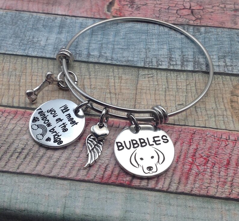 Loss of Dog Dog Memorial Gift Memorial Bangle In memory of dog Pet Loss Gift Pet Memorial Custom Memorial Jewelry Rainbow Bridge