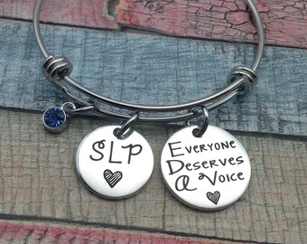 Speech Therapy GRAD, SLP Bracelet, SLP Jewelry Gift, Speech Therapist Thank You, Speech Graduation Jewelry, Language Therapy, Speech Month