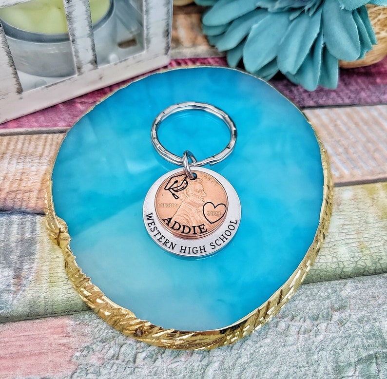 Class of 2024, Graduation gift, Penny Keychain, Engraved Graduate 2024 Penny, High School Grad Gift, College Grad Gift, Graduation Present image 3