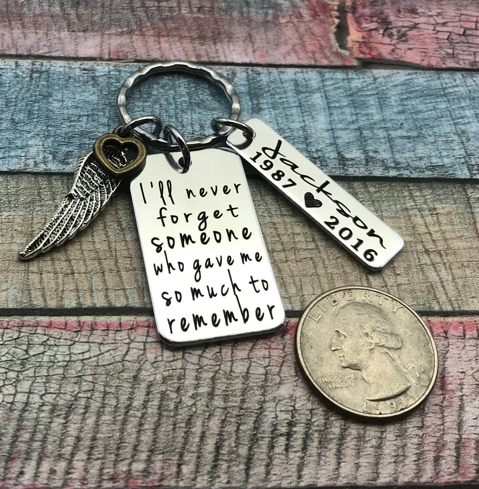 Custom Keychain Memorial Jewelry Name Keychain Bereavement Etsy