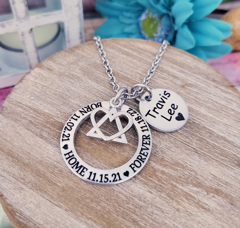 Adoption Jewelry, Born, Home, Forever, Adoptive Foster Parent, Adoption necklace, Adoption Gift, Adoption day, Personalized Mommy Necklace image 1