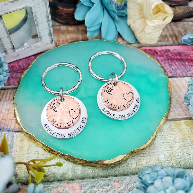 Class of 2024, Graduation gift, Penny Keychain, Engraved Graduate 2024 Penny, High School Grad Gift, College Grad Gift, Graduation Present image 2