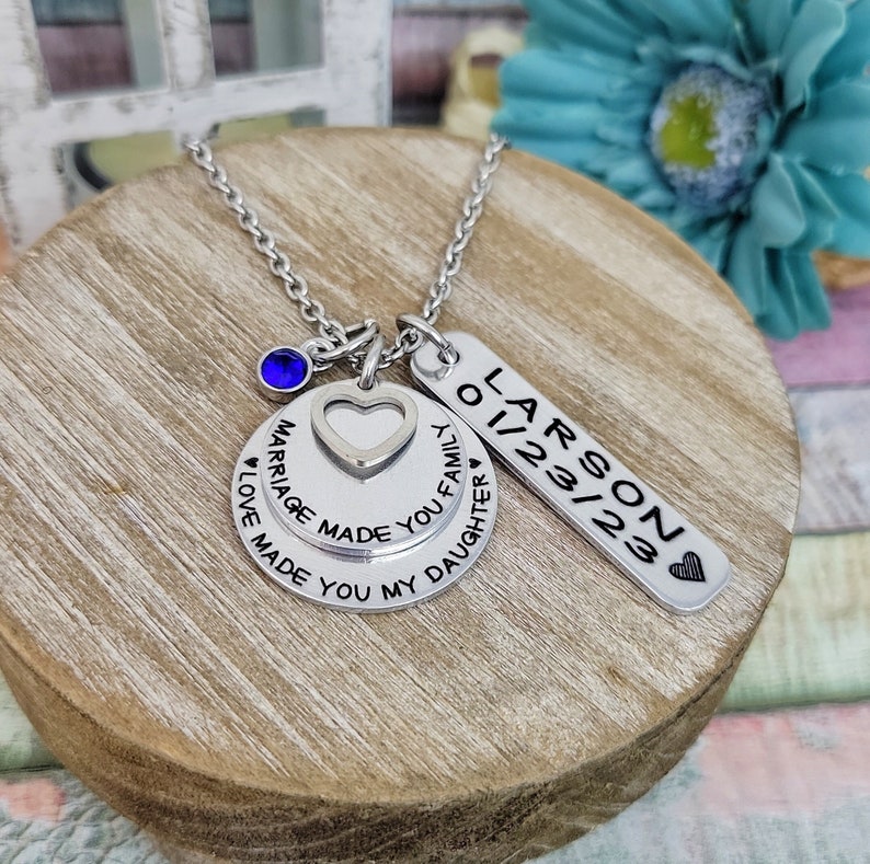 Adoption Gift, Blended Family Gift, Mommy Necklace, Adoption Jewelry, Step Daughter Gift, Adoptive Foster Parent Gift, ENGRAVED image 1