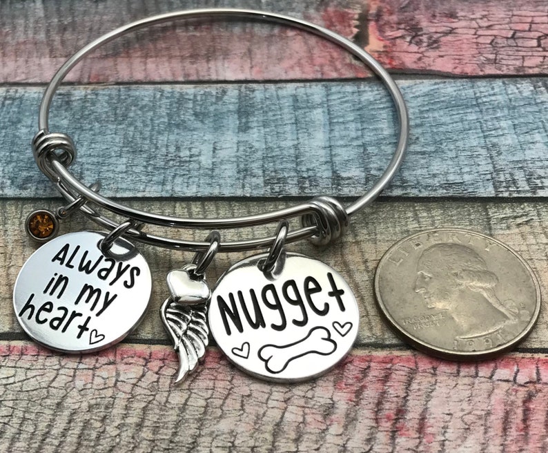 Cat Memorial Gift Dog Death Gift Memorial Bangle Custom Bracelet Loss of Dog Dog memory Bracelet Always in my heart Pet Loss Gift