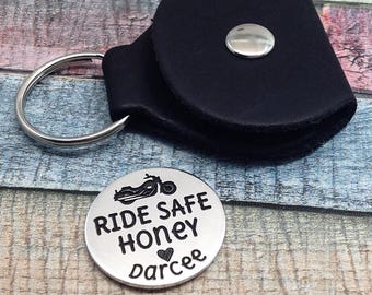 Ride Safe key ring, Biker Gift, Motorcycle Driver Key Ring, Motorcycle Gift, Motorcycle Keychain,  Motorcycle Gift, Dad Ride Safe, Biker key