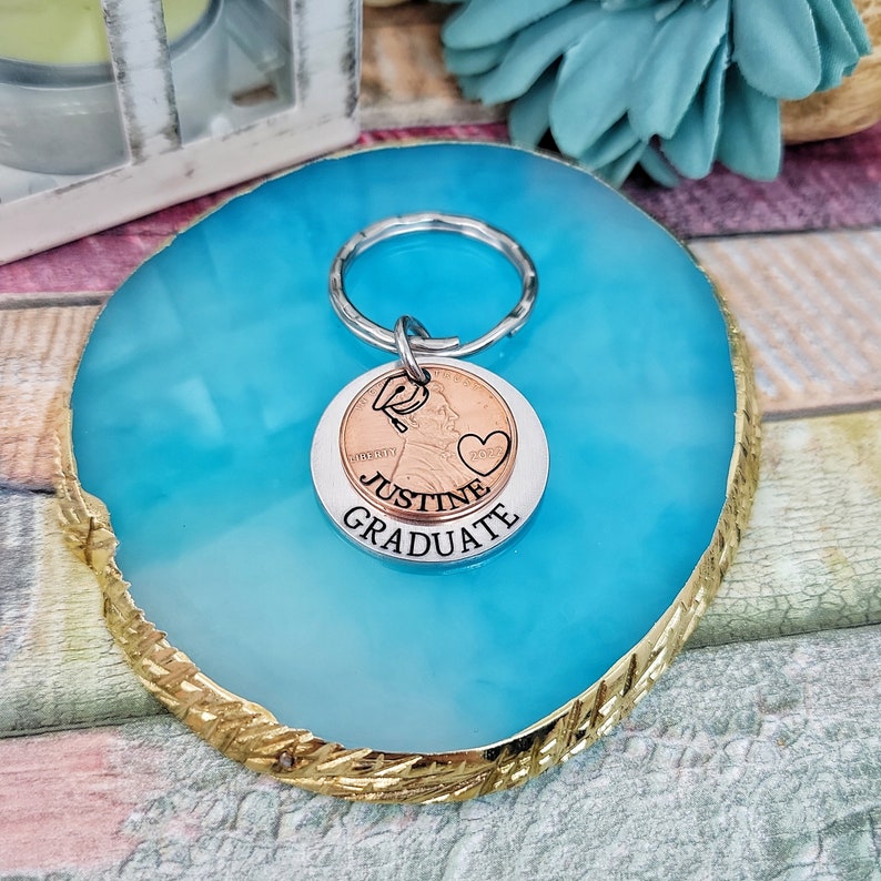 Class of 2024, Graduation gift, Penny Keychain, Engraved Graduate 2024 Penny, High School Grad Gift, College Grad Gift, Graduation Present image 5