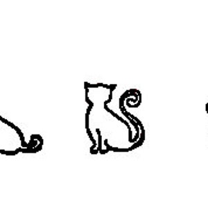 May include: Black and white line drawing of a dog, cat, and paw print.