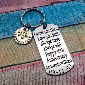 Anniversary Gift, Year anniversary, Gift For Husband, 10th Wedding anniversary gift for men, 10 year wedding anniversary, custom key chain