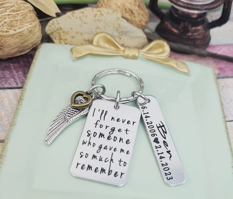 Custom Keychain Memorial Jewelry Name Keychain Bereavement Etsy