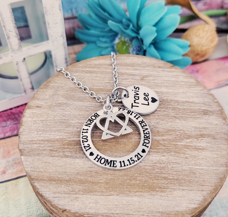 Adoption Jewelry, Born, Home, Forever, Adoptive Foster Parent, Adoption necklace, Adoption Gift, Adoption day, Personalized Mommy Necklace image 6