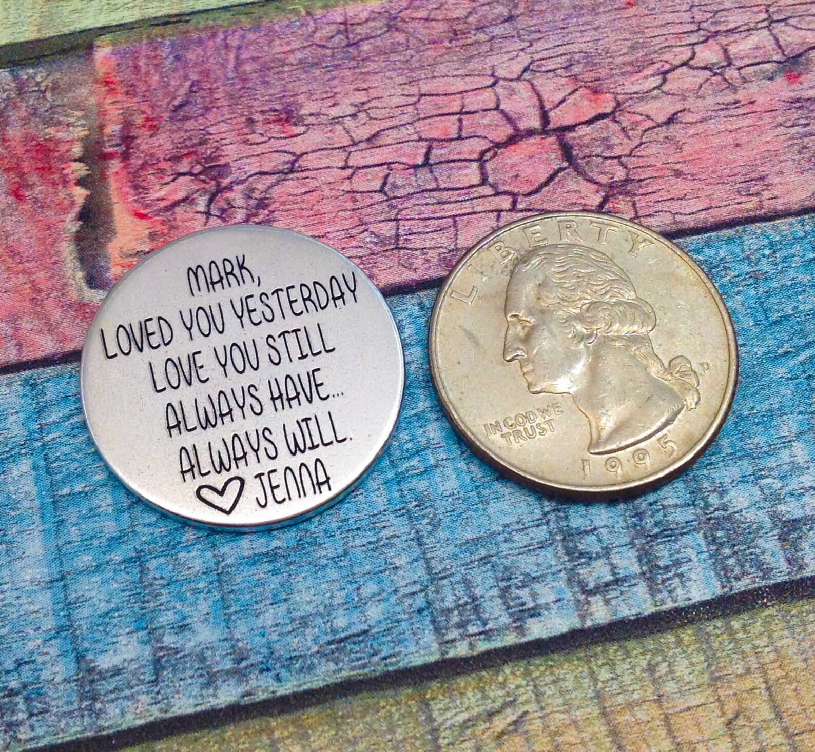 Pocket Coin Anniversary Gift Love Token Love Coin Husband Etsy