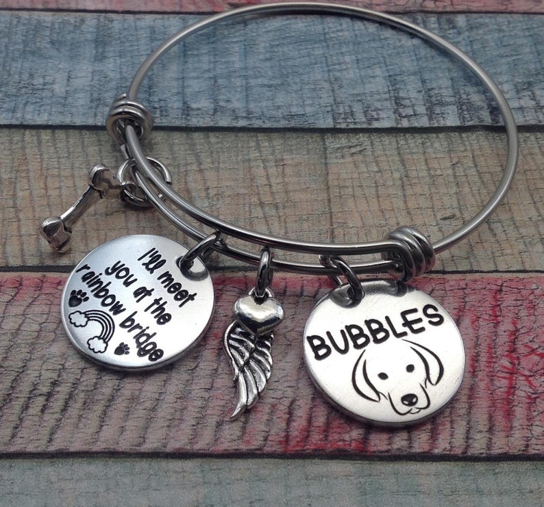 Loss of Dog Dog Memorial Gift Memorial Bangle In memory of dog Pet Loss Gift Pet Memorial Custom Memorial Jewelry Rainbow Bridge
