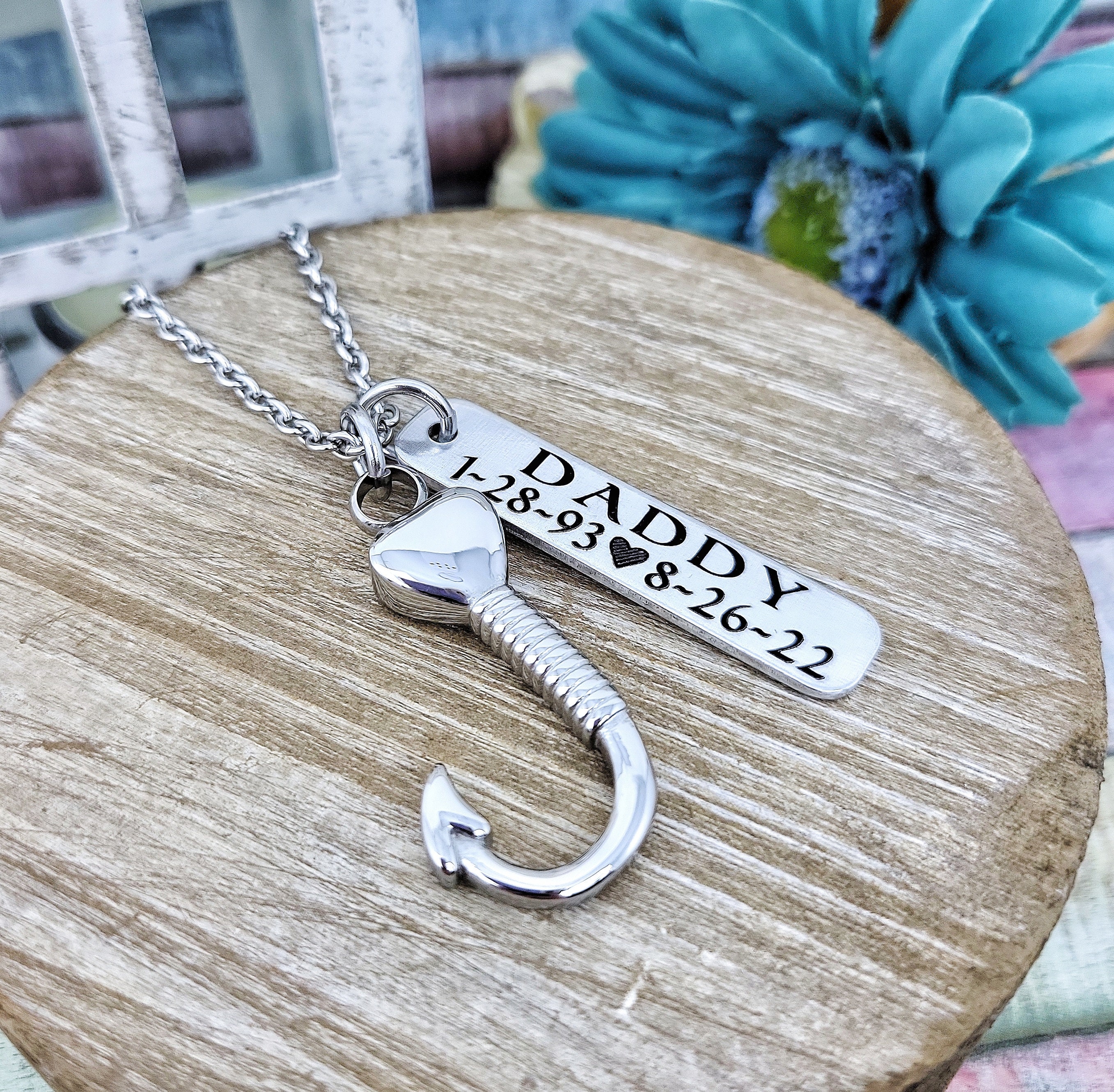Fishing Cremation Jewelry, Fish Hook URN Necklace, Memorial