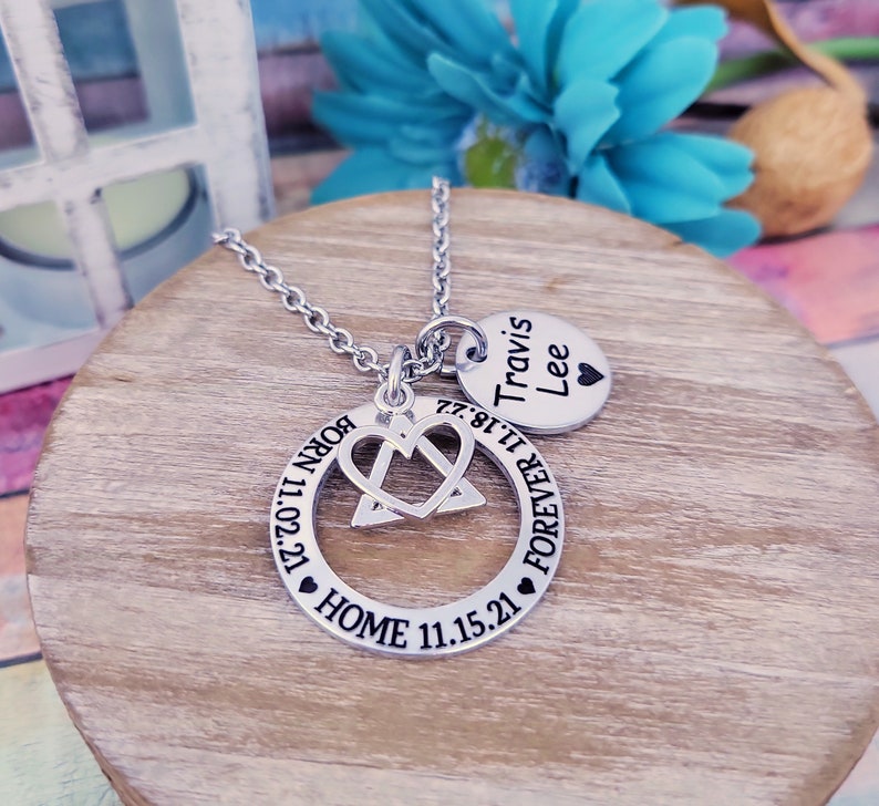 Adoption Jewelry, Born, Home, Forever, Adoptive Foster Parent, Adoption necklace, Adoption Gift, Adoption day, Personalized Mommy Necklace image 7