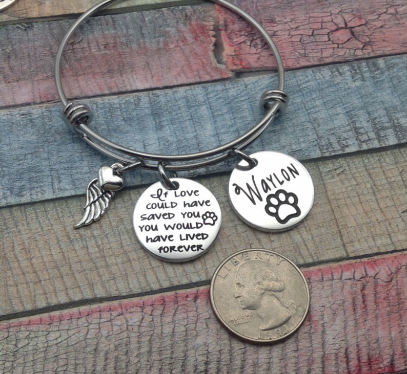 Dog Memorial Bracelet Pet Loss Jewelry Cat Memorial Bangle Etsy