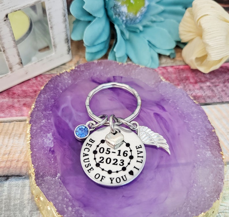 Organ Donor Keychain Living Donor Gift Cancer Awareness Etsy