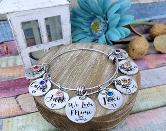 Personalized Bracelet, Mother's Day Gift, Custom Mom Bracelet, Custom Gift for her, Mimi Bracelet, Abuela present, Gigi Gift, Birthstones