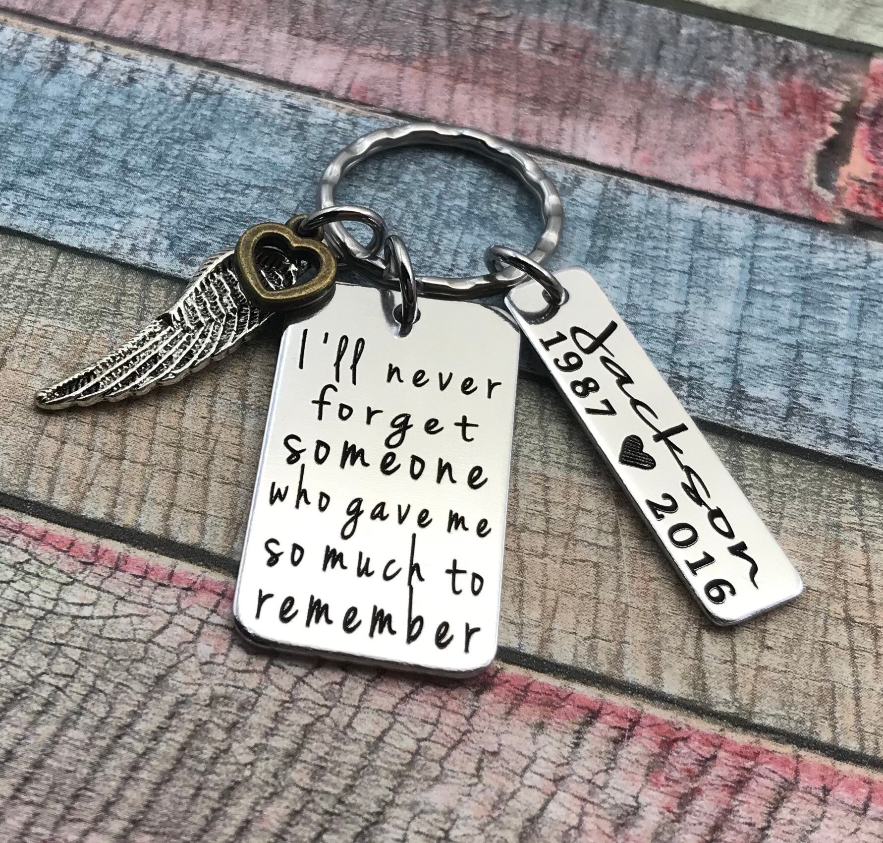 Custom Keychain Memorial Jewelry Name Keychain Bereavement Etsy