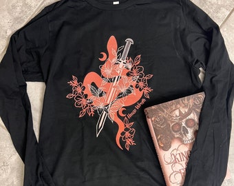 Kingdom of the Wicked House Wrath Rose Gold Snake, Dagger and Flowers Long Sleeve Tee