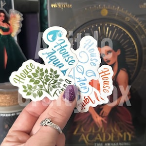 House Captains-collectie van 4 Zodiac Academy geïnspireerde officieel gelicentieerde stickers | Leesachtige sticker | Kindle-sticker