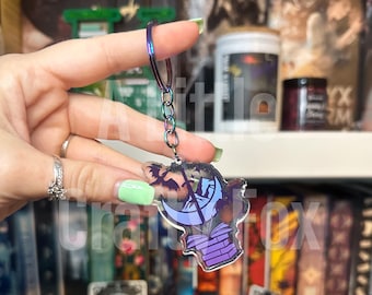 Fantasy Book Dragon Glitter Acrylic Keychain