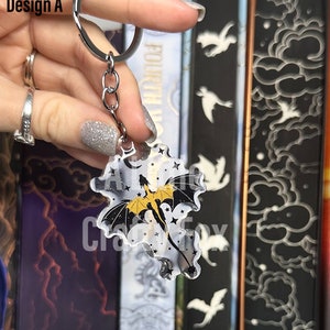 Black and Gold Glitter Dragons Fourth Wing Inspired Acrylic Keychain - OFFICIALLY LICENSED